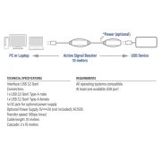 Кабел ACT AC6110, USB-A мъжко - женско, 10 м, 5 Gbps, Черен