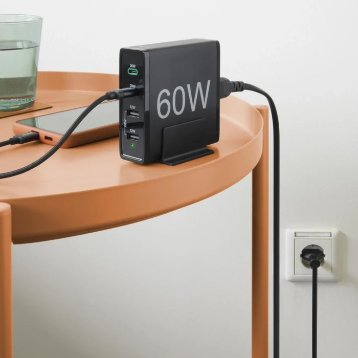 HAMA Зарядна станция 4 порта 60W