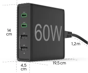 HAMA Зарядна станция 4 порта 60W