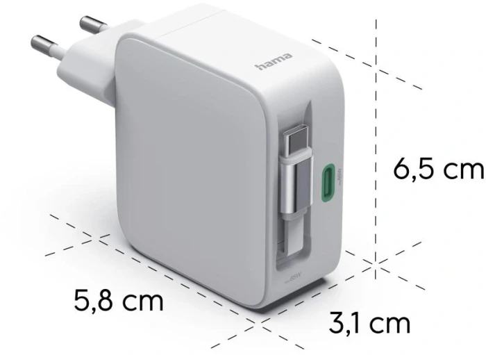 HAMA Бързо зарядно GaN 65W
