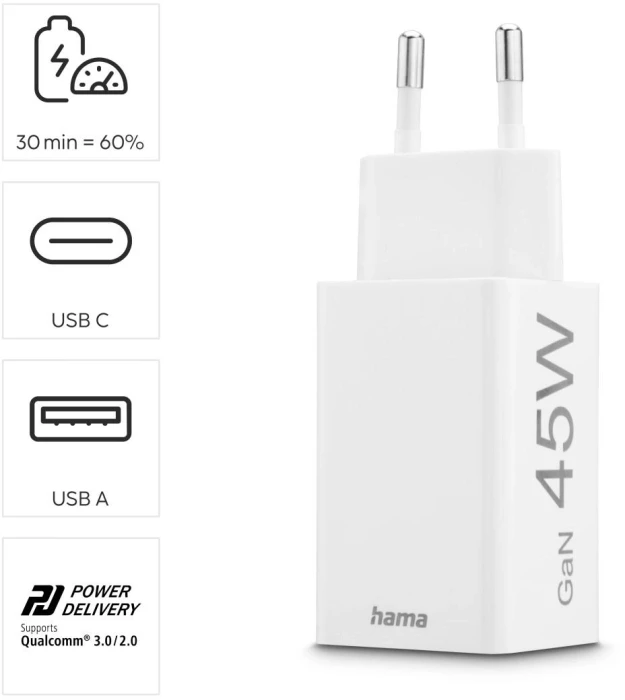 HAMA Бързо мини зарядно 45W