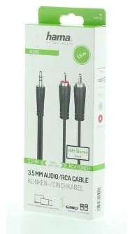 HAMA Аудио 3.5mm TRS > 2 x RCA - 1.5m