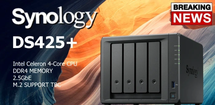 Мрежов сторидж Synology DS425+, за 4 диска, Intel Celeron J4125 - 4 Cores
