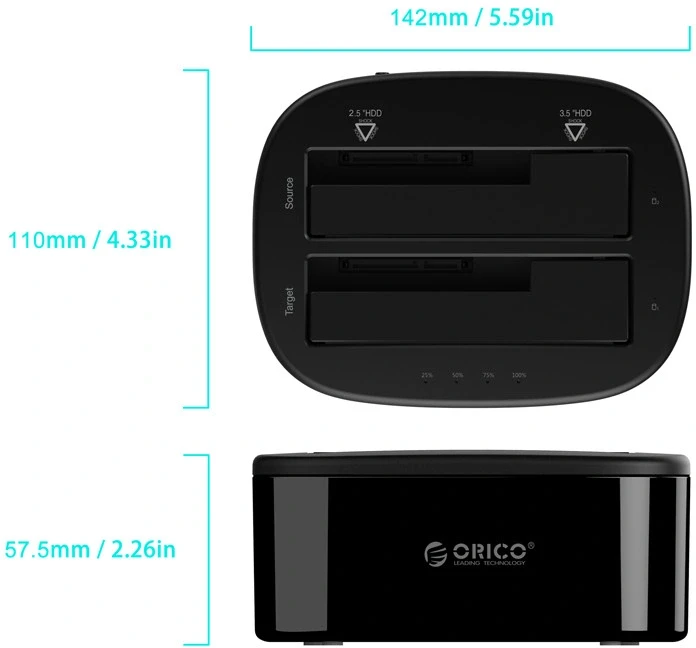 Orico Dock 2 x SSD/HDD 2.5"/3.5" Clone