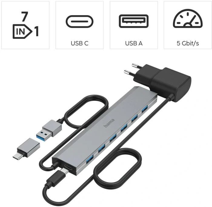 HAMA с адаптер 7 x USB 5Gbps