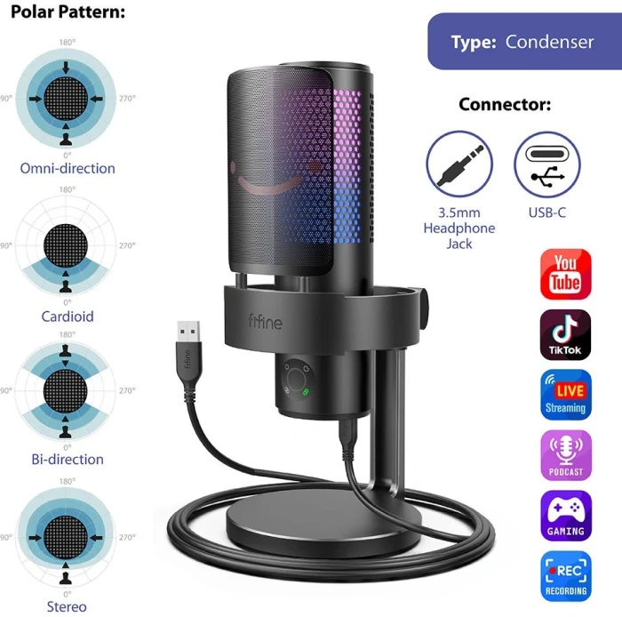 FIFINE A9 RGB 4 Polar Patterns - Black