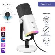 FIFINE AM8 Dynamic RGB XLR/USB - White