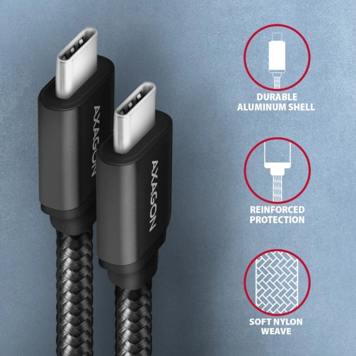 Axagon USB type-C 3.2 Gen 1 Braided 1.5m
