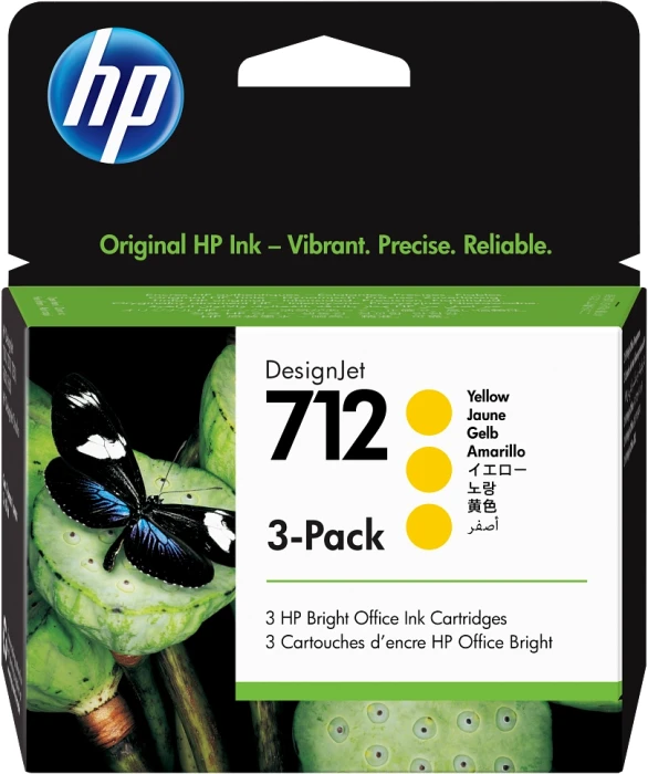 HP 712 Ink Cartridge 3-Pack - Yellow