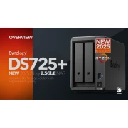 Мрежов сторидж Synology DS725+, за 2 диска, AMD Ryzen R1600 - 2 Cores