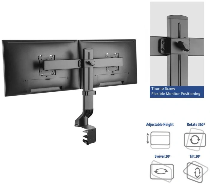 ACT Стойка за 2 бр мониторa 27" с регулиране на височината