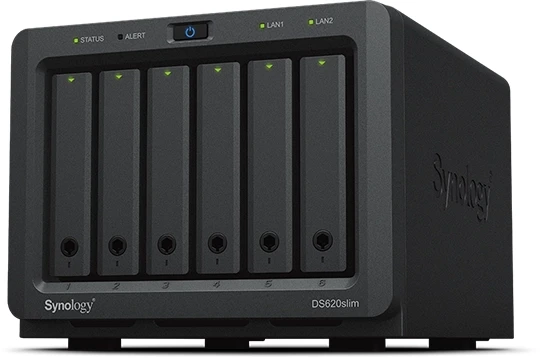 Мрежов сторидж Synology DS620slim, за 6 диска, Dual Core Intel Celeron J3355 2 GHz 64-bit
