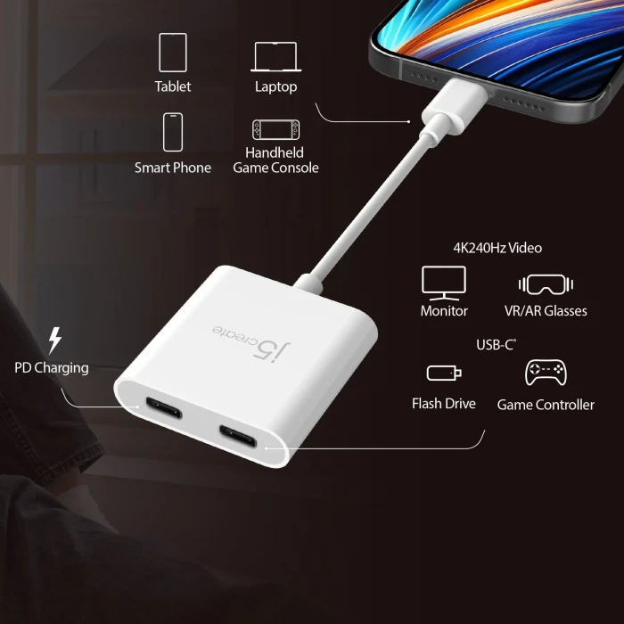 j5create JCA164 USB-C > 2 x USB-C 4K