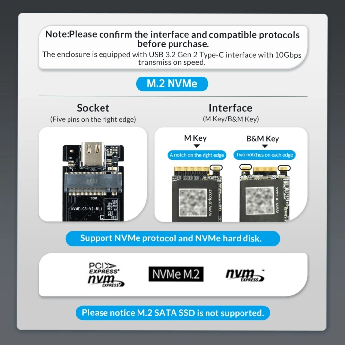 Orico MM2C3-G2 M.2 NVMe USB-C