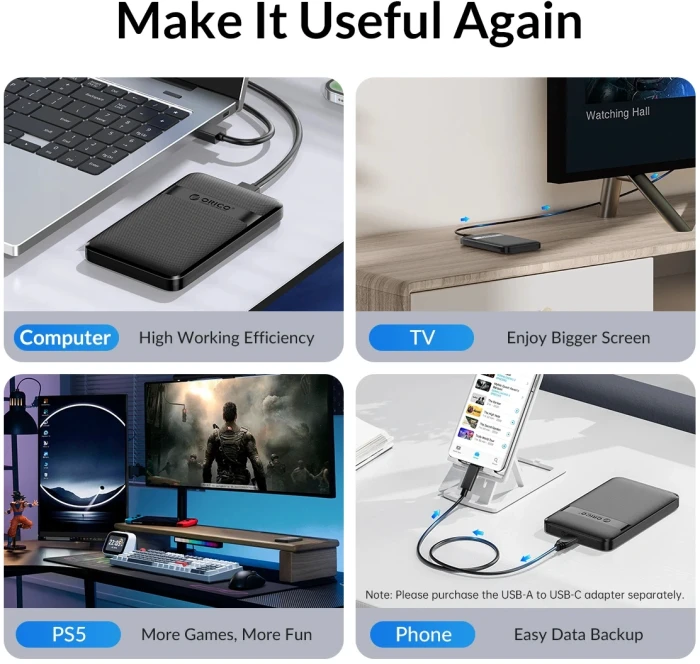 Orico 2577C3 кутия за диск 2.5" USB-C