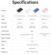 Orico 25PW1C кутия за диск 2.5" USB-C