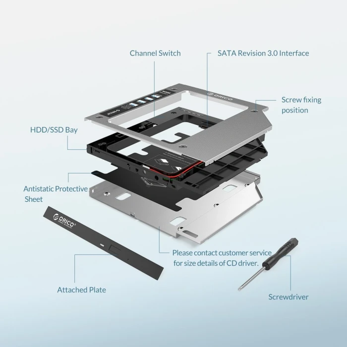 Orico Caddy 9.0-9.5mm with LED/switch