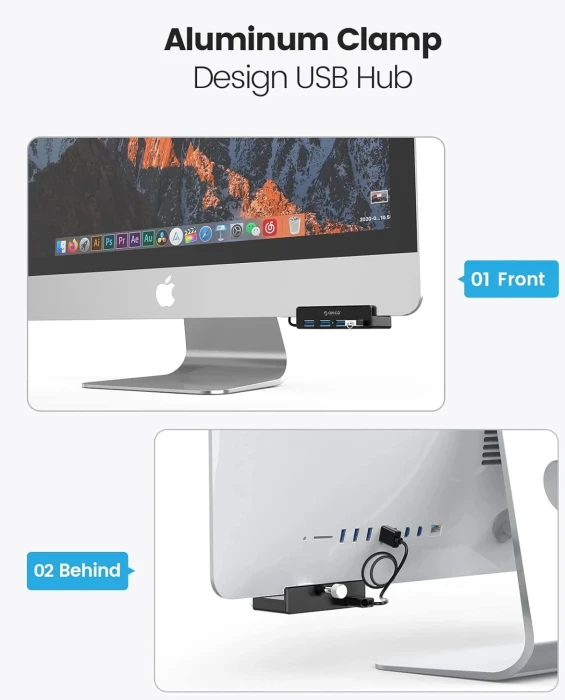 Orico MH4PU-BK Clip Type 4 x USB 5Gbps