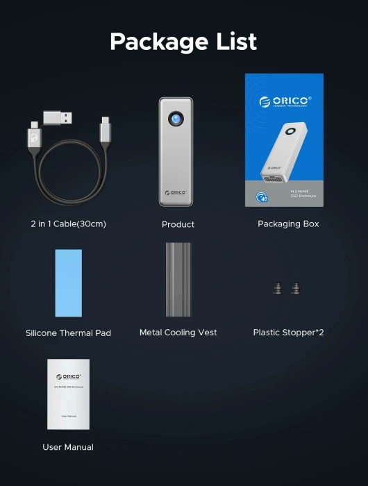Orico OUM2-G20 M.2 NVMe USB-C 20Gbps