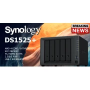 Мрежов сторидж Synology DS1525+, за 5 диска, AMD Ryzen V1500B - 4 Cores