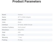 Vention адаптер DisplayPort > HDMI 4К