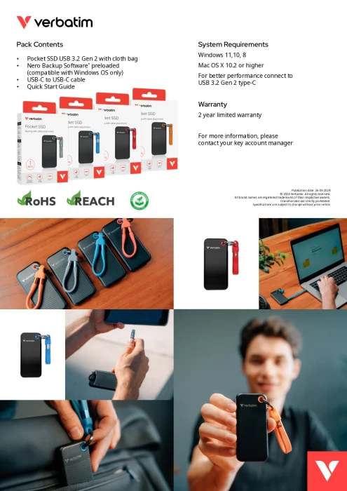 Verbatim Pocket SSD 1TB Grey