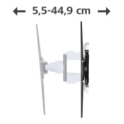 Стенна стойка за TV HAMA, Регулируема, 46"-90", до 75 кг, Черен/Бял