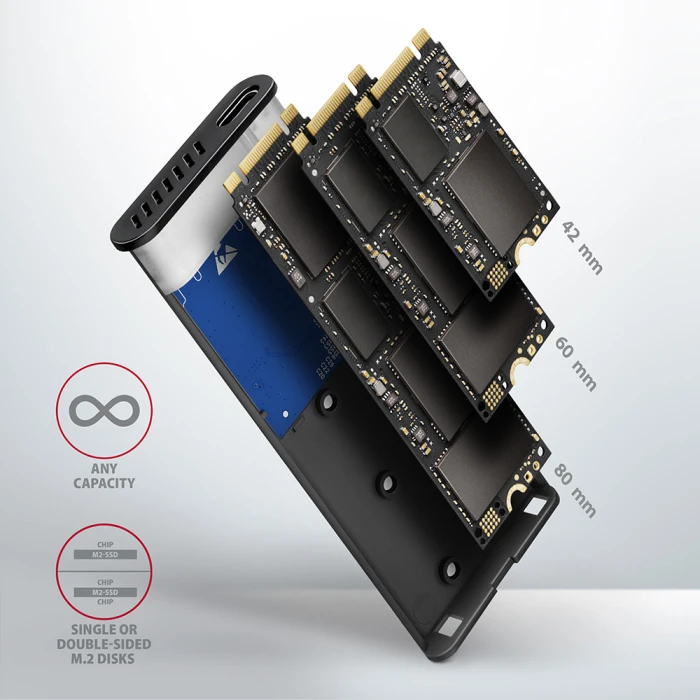 AXAGON EEM2-SG2 USB-C - M.2 NVMe & SATA SSD