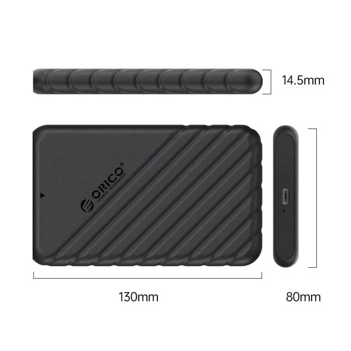 Orico външна кутия за диск  - 2.5 inch TYPE C Black - 25PW1-C3-BK-EP
