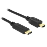 Кабел DeLock, USB-C мъжко - USB-B мъжко, USB 2.0, 0.5 м, Черен