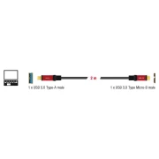 Кабел Delock USB-A мъжко - USB Micro-B мъжко, 2 м, Premium, Екраниран, Черен