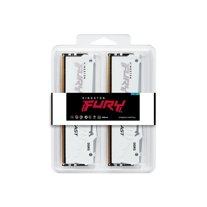64GB (2x32) DDR5-6000 CL36 Kingston FURY Beast White RGB EXPO & XMP