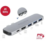 Докинг станция Delock За MacBook, HDMI 4K, USB-A, USB-C, PD, Сив