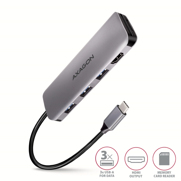 AXAGON HMC-HCR3A SuperSpeed USB-C COMBO 5in1 hub
