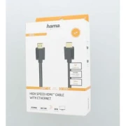 Кабел HAMA High-Speed, HDMI мъжко - HDMI мъжко, 4K, 18GB/s, Ethernet, 5 м, Позл. конектори, Черен