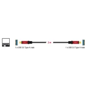 Кабел Delock USB-A мъжко - USB-А мъжко, 2 м, Premium, Екраниран, Черен