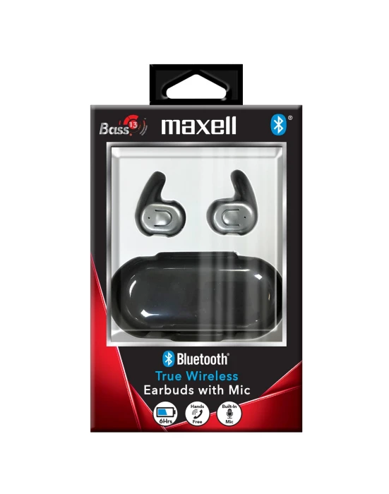 Блутут слушалки-тапи с докинг кутийка Maxell Bass 13, True Wireless, Bluetooth 5.0, Черни