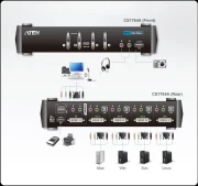 KVMP превключвател, ATEN CS1764A-AT, 4-портов, USB, DVI, Audio