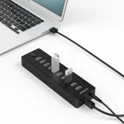 Orico хъб USB 10-port HUB with power adapter - P10-U2-V1-EU-BK