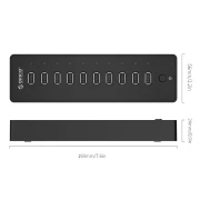 Orico хъб USB 10-port HUB with power adapter - P10-U2-V1-EU-BK