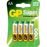 Алкална батерия GP SUPER LR6 AA, 4 бр. в опаковка, 1.5V, GP15A