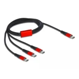 Кабел за зареждане Delock  3 в 1, USB-C - 3 x USB-C, 1м, Черен/Червен