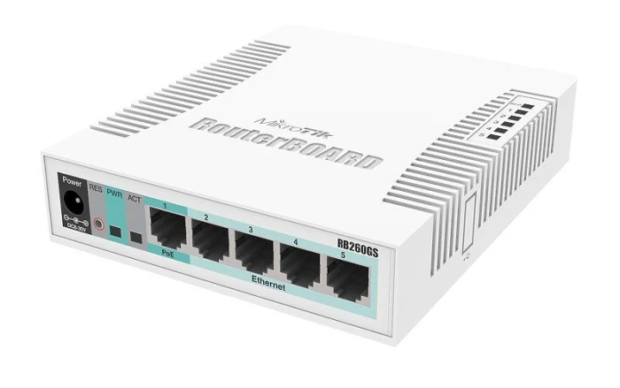 Суич MikroTik 260GS, 5-port 10/10/1000+1xSFP + cages