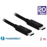 Кабел Delock Thunderbolt 3 (20 Gb/s) USB-C, мъжко - мъжко, 2.0 м, 3 A, Черен