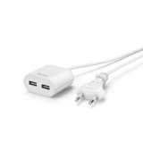 Hama USB захранване/разклонител с 1,9 м дълъг кабел, 2,4 A, 2x USB-A, бяло