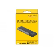 Външна стойка Delock 63263, За M.2 NVMe PCIe или SATA SSD, USB-C 3.2 Gen 2, Инсталация без инструменти