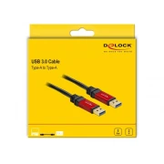 Кабел Delock USB-A мъжко - USB-А мъжко, 2 м, Premium, Екраниран, Черен