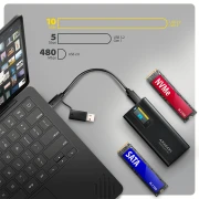 AXAGON 10Gbps M.2 NVMe USB-C with LCD