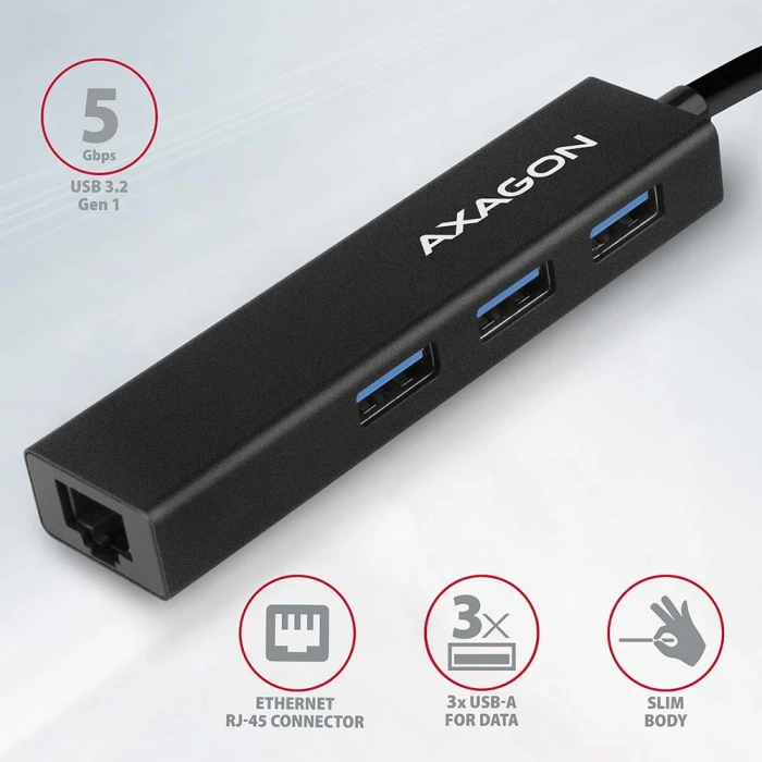 AXAGON HMA-GL3A USB hub + gigabit LAN