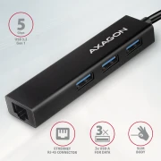 AXAGON HMC-GL3A USB-C hub + gigabit LAN